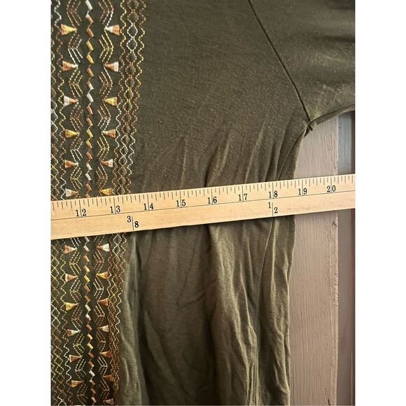 Westport Women's Embroidered Top Blouse 3/4 Cutout sleeves Olive green top size - Picture 9 of 10
